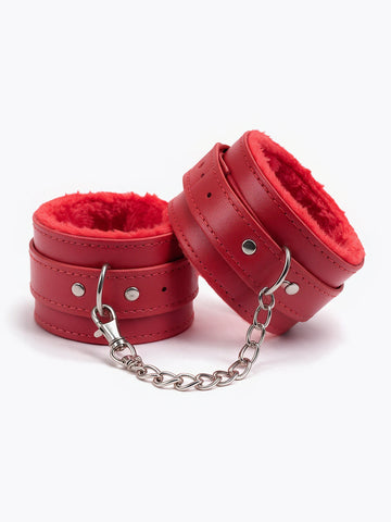 Esposas eco cuero con felpa ROJO