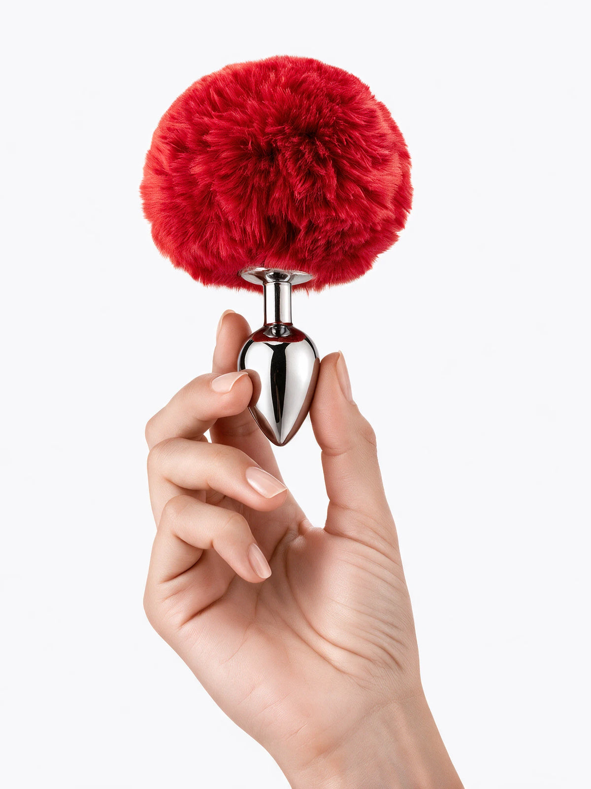 Plug anal metalizado cola de conejo Rojo
