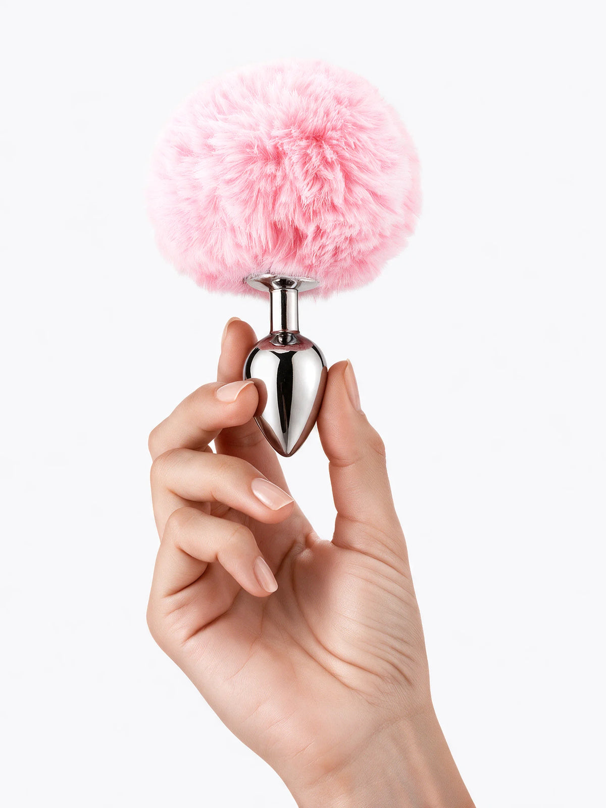 Plug anal metalizado cola de conejo Rosado